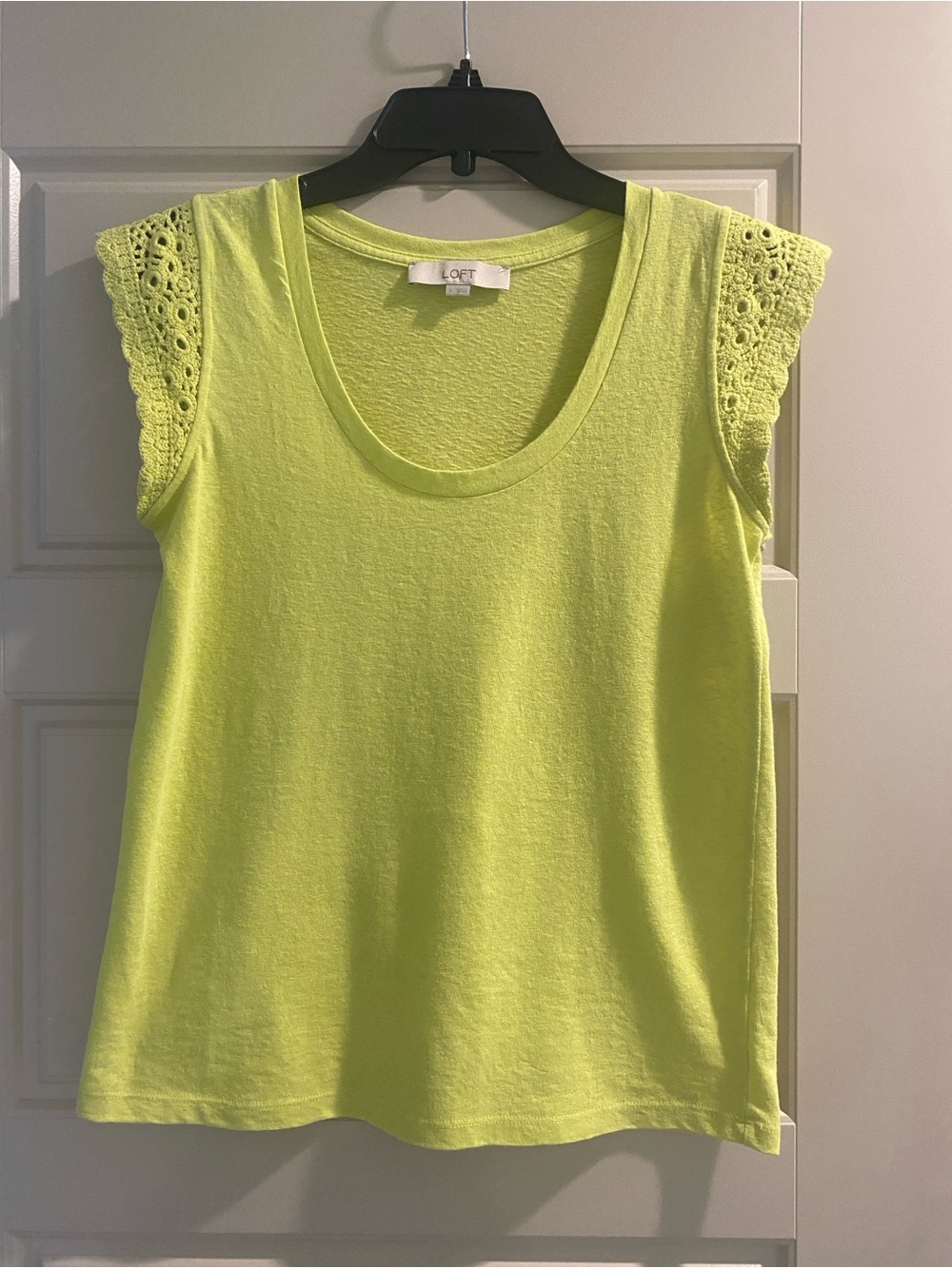 LOFT Neon Lemon Crochet Cap-Sleeve Tank